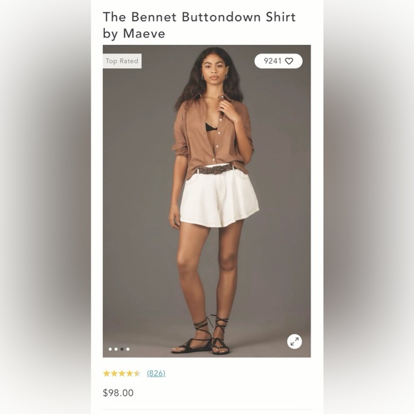 $98 MAEVE BY ANTHROPOLOGIE The Bennet Oversized Shirt Sz S Long Sleeve Hi-Low - Picture 2 of 16